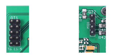 ES-9背面のGT1 To ES-5ヘッダーとGT2 MIDIヘッダー