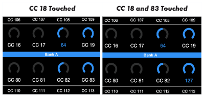 CC 18に触れた場合と、CC 18・CC 83の2基に触れた場合の画面